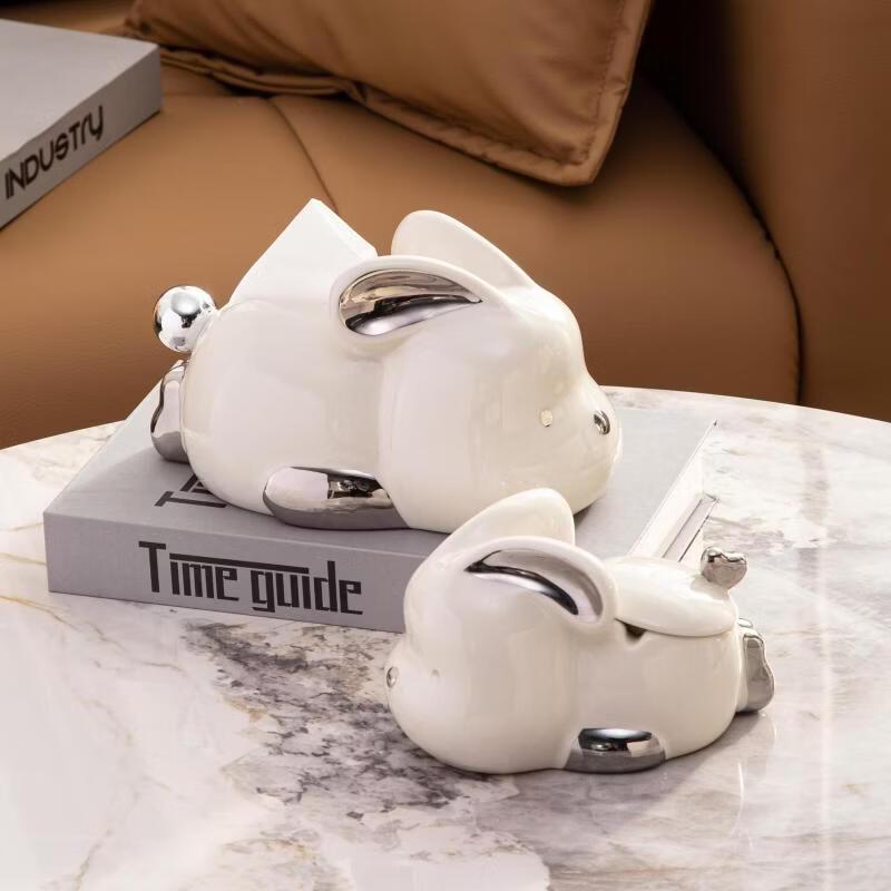 

Cute Rabbit Ceramic Tissue Box & Ashtray Set