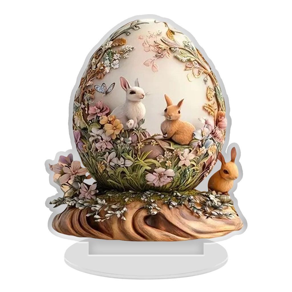 Velikonoční stolní dekorace, Víceúrovňový zajíček na podnosu, Velikonoční zajíčci (značky/označení), Velikonoční veselé středové ozdoby, Barevní akryloví zajíčci.