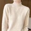 Half High Collar Jacquard Knitted Sweater Women's Autumn and Winter Solid Color Knitted Sweater Long Sleeved Loose Thick Pullover
