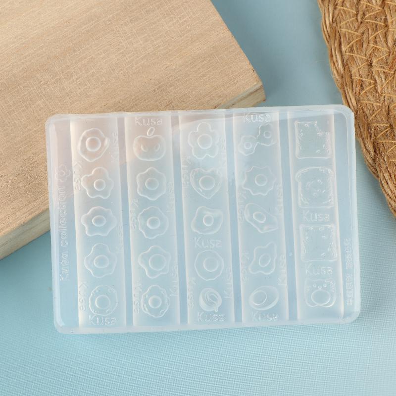 1 Pcs Nail Mold Combination Cartoon Cute Flower Heart Shape Fried Egg Toast 3D Silicone Nail Decoration Transparent Mold