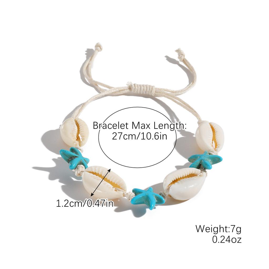 Bohemian Braided Knotted Bracelet Ocean Series Woven Natural Shell Starfish Bracelet