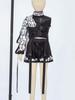Completo Hip Hop Danza Bambini Top Corto Senza Maniche Zip Up Laccato Paillettes Shorts Set Maniche con Nappe Staccabili
