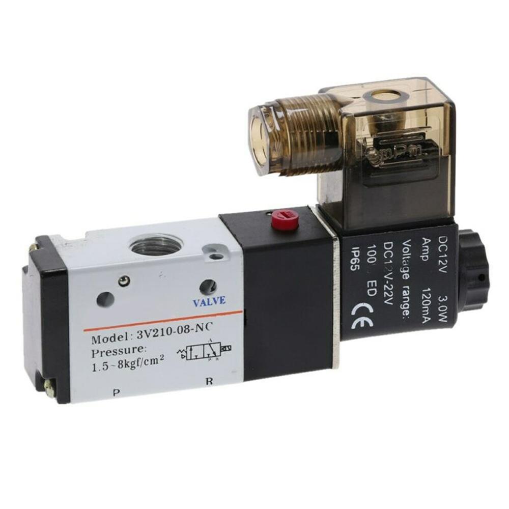 DC 12V 3V210-08 2 Position 3 Way 1/4 PT Air Pneumatic Solenoid Valve 0.15-0.8MPa