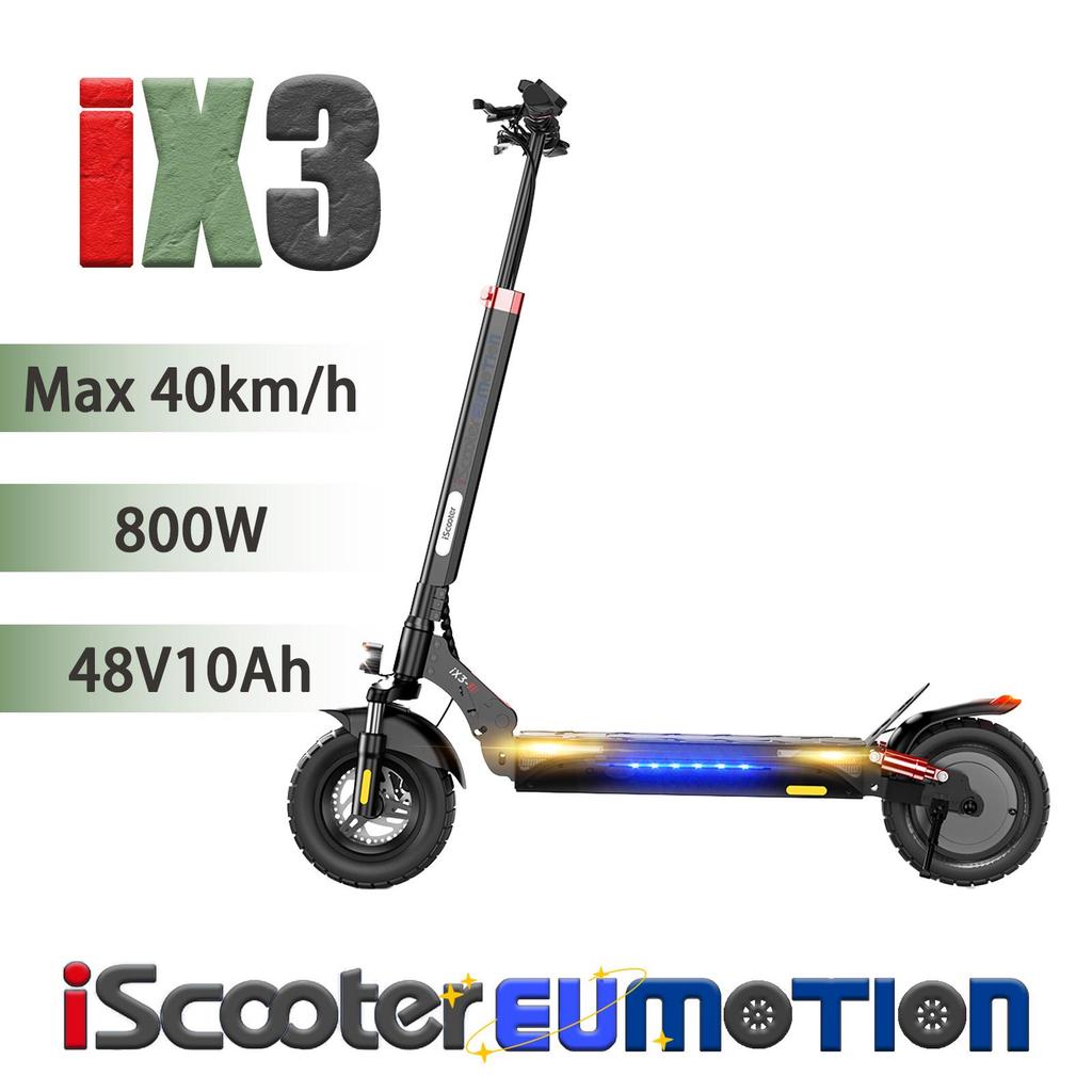 10" 800W iScooter Off-Road E-koloběžka 40km/h & 48V10Ah Městská E-koloběžka, Plné odpružení & Kotoučové brzdy Dojížděcí E-koloběžka, LCD displej, Ovládání aplikací
