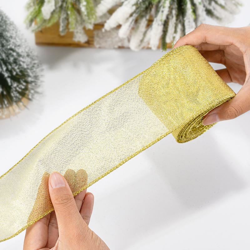 

5M Рождественская лента Золотая Серебряная полиэстеровая блестящая лента DIY Рождественская елка бант украшения для детей Подарки Упаковка Navidad Домашнее украшение as picture