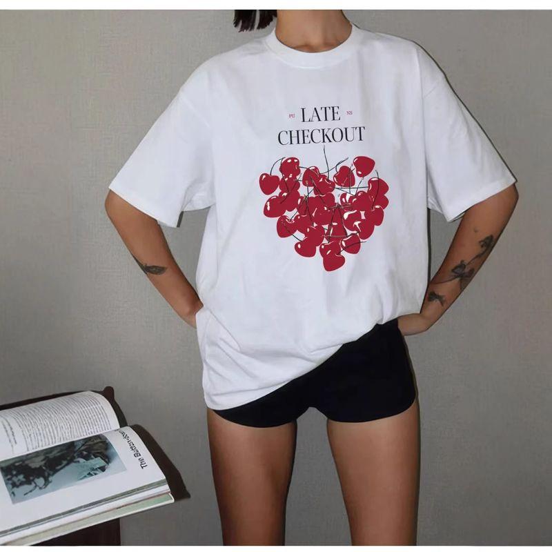 Western Style Fashion Casual Loose Print Short Sleeve Cotton T-shirt Top Loose Printed T-shirt Top