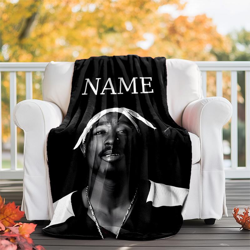 Customizable Rapper Throw Blanket – Personalized Name, All-Season Cozy Snug Blanket, Machine Washable, Personalized Blanket
