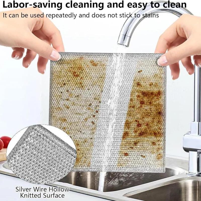Magic Cleaning Cloth Metal Silver Wire Rags Kitchen Dish Pot Wash Dishing Cloths Towel Clean Tools
