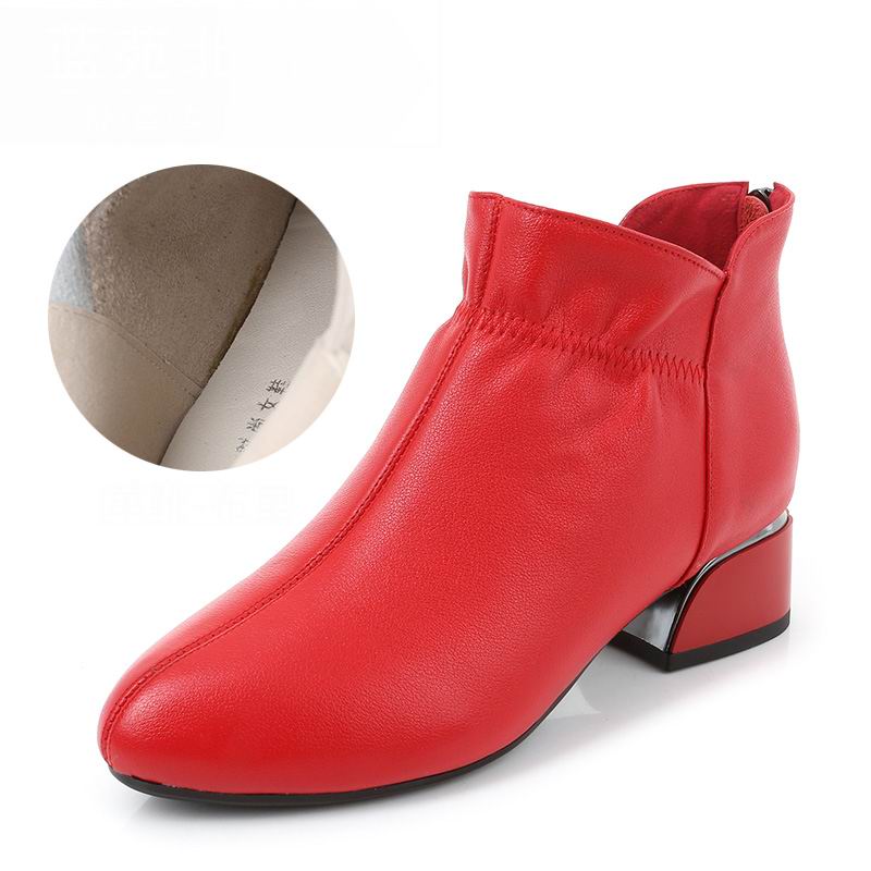 

Модные ботильоны GKTINOO из натуральной кожи для женщин, на толстом каблуке, на молнии, с острым носком, осенне-зимние, женская обувь, мягкая подошва, короткие ботинки 255