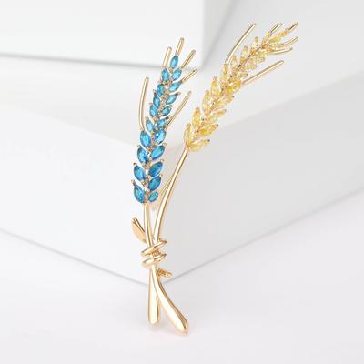 14K Gold Plated Wheat Brooches for Women Unisex Classical 5-color Plant Pins Office Party Friend Gifts Accessories