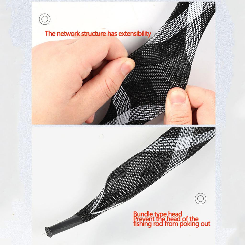 Casting Spinning Fishing Rod Sleeves Protective Rod Socks Braided Mesh Rod Protector Rod Gloves Fishing Tool Easy Use