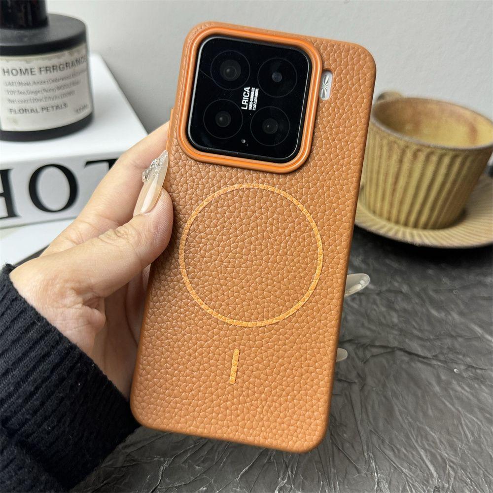 Xiaomi Mi 15 Mobile Phone Case, Lychee Pattern Plain Leather 14ultra Matte Large Hole Simple 13pro Soft Anti-drop Simple
