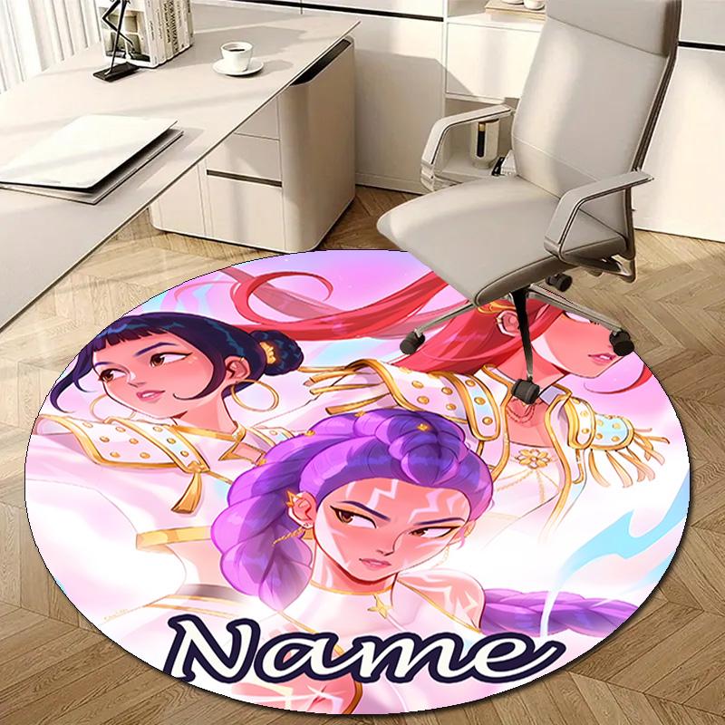 Personalized K-KPop Demon Hunters Round Chair Office Rug - Perfect for Mat, Office Chair & More - Ideal Gift for Birthdays and Holidays