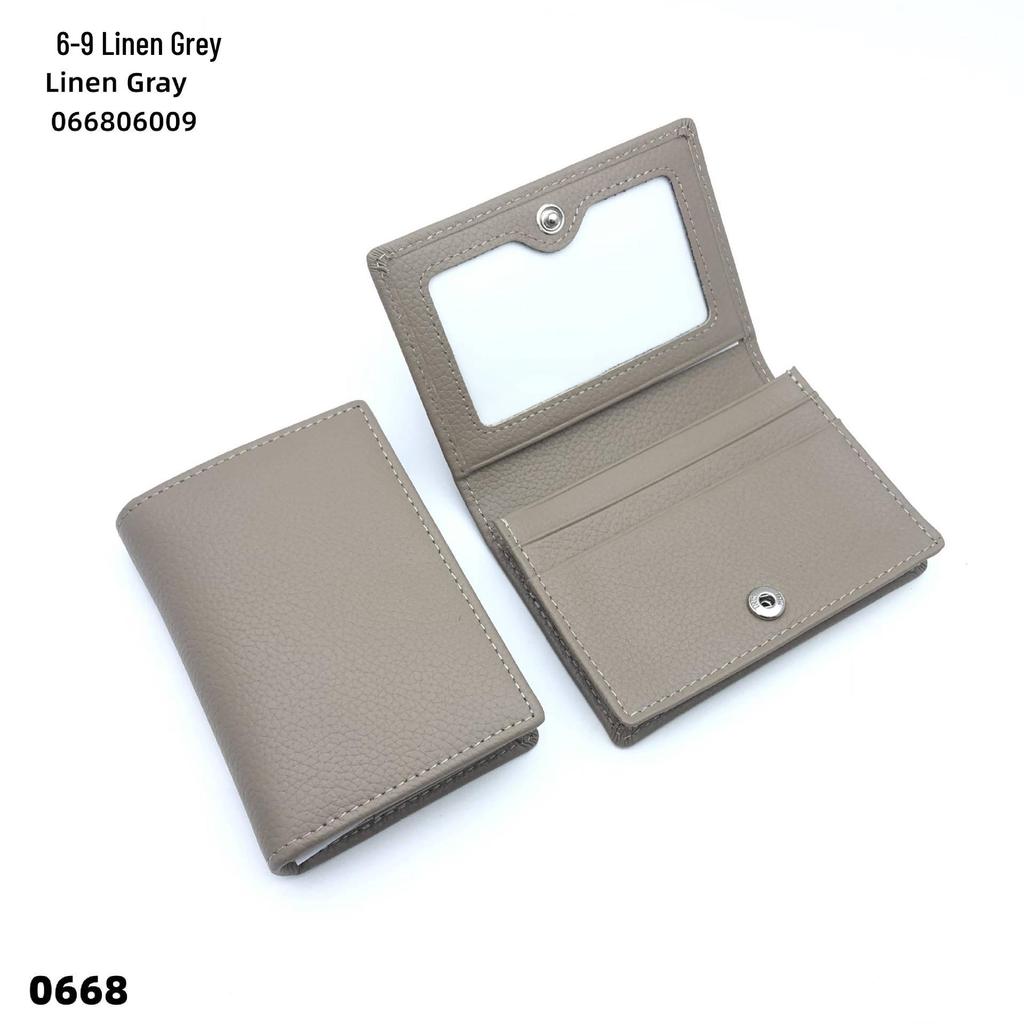 Premium Leather Card Holder: Unisex Cowhide Business Case with Mirror Window, Snap Closure & Coin Purse.