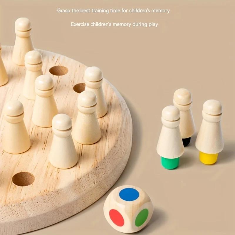 Montessori Kinder Holz Früherziehung Puzzle Memory Schach Spielzeug, Konzentration Eltern-Kind-Interaktion Spaß Spiel Schach