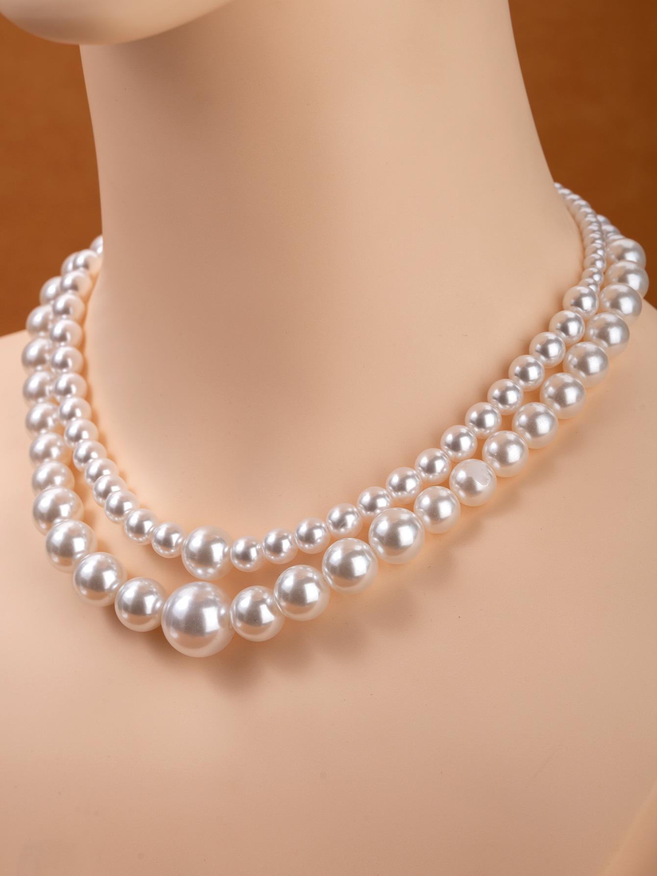 Элегантный Звездный Характер Жемчуг Двойное Ожерелье Браслет Серьги Кулон Легкая Роскошь Универсальные Украшения