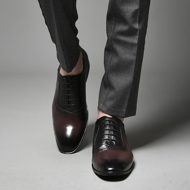 Sapatos masculinos de couro legítimo de alta qualidade, elegantes, formais, para escritório, Oxfords, sapatos de casamento, com cadarço, sapatos de couro empresarial, feitos à mão, pretos