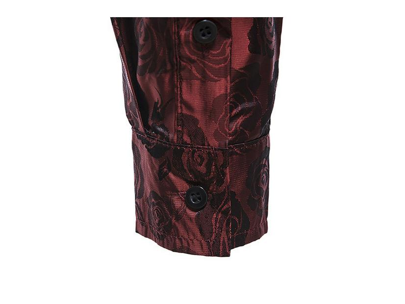 Men's Fashion Rose Print Long Sleeve Slim Fit Shirt – Autumn 2021 Collection