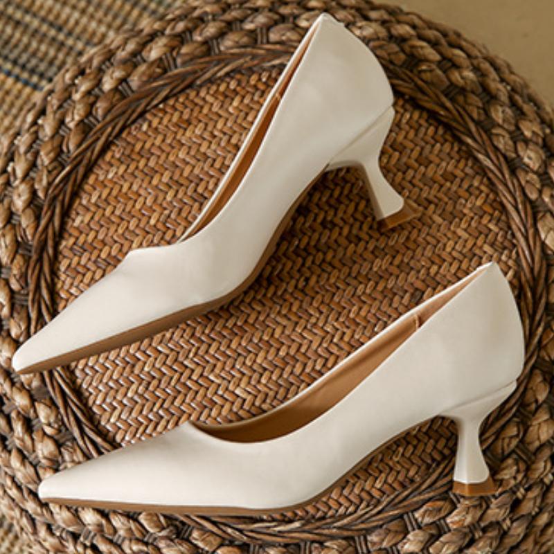 Fashion Elegant Pointed Toe Shallow High Heels Women High Quality Soft Leather Thin Heeled Slide Sandals Fashion Comfortable Dress Shoes