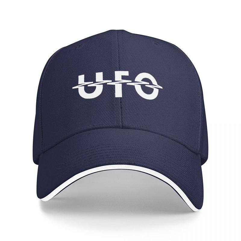 UFO Logo Schwarze Baseballkappe mit Weißem Rand und Kräftigem Design State Unisex für Modebewusste und Alien-Enthusiasten