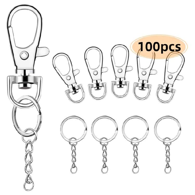 100Pieces DIY Keychain Kit with Swivel Snap Hooks for Key Rings for Kid DIY Keyc