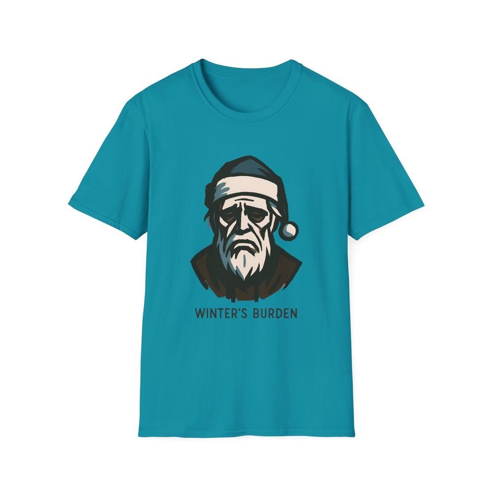 

Unisex Softstyle T-Shirt Minimalist Santa Hollow Eyes Winter’s Burden Christmas S