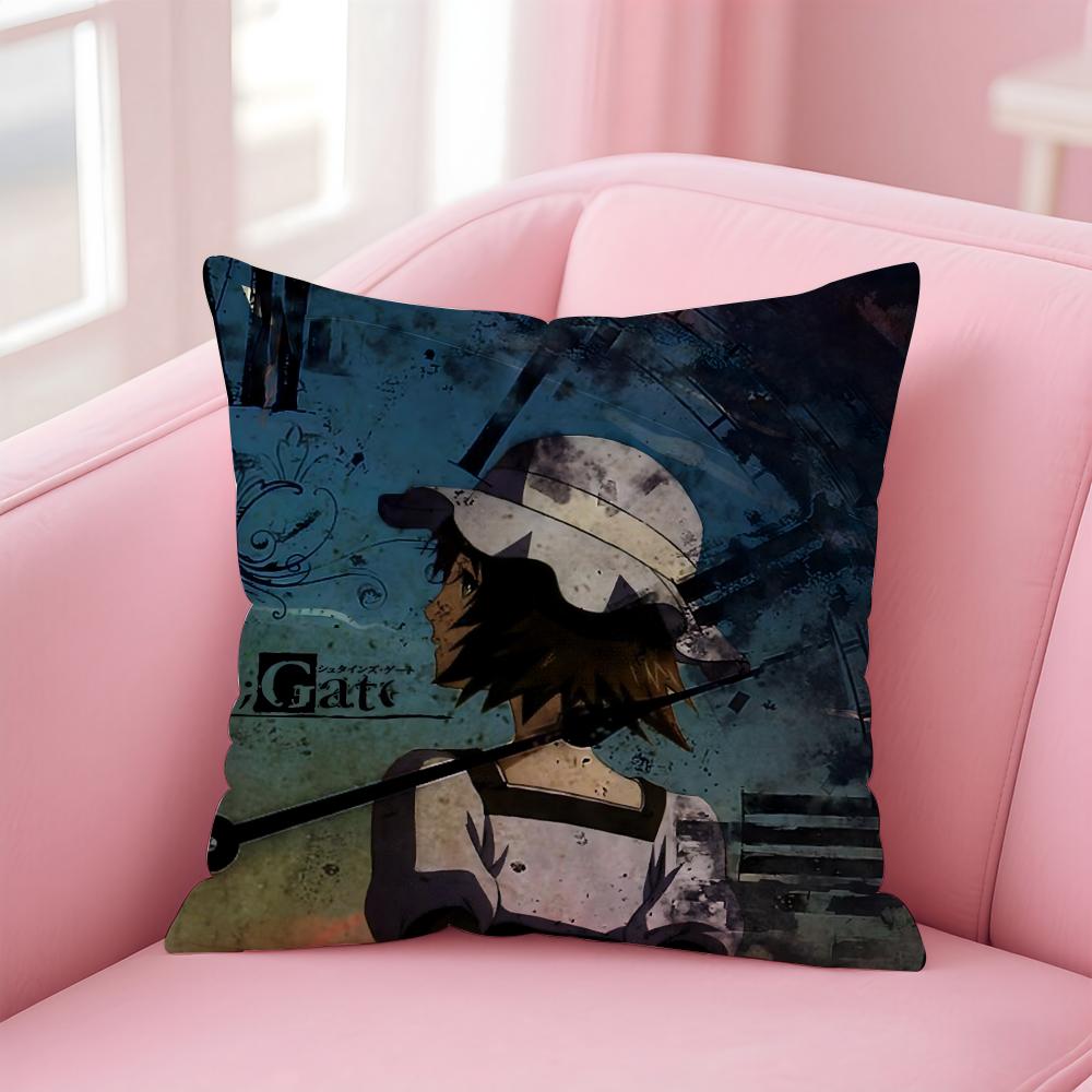 Anime S-Steins Gate Cushion Cover Comfortable Reversible Pillow Cover Ideal for Car Sofa Bedroom & Beyond