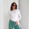 Women's Versatile Irregular Slim-fit Bottoming Top T-shirt Round Neck Solid Color Slim-fit Long Sleeves