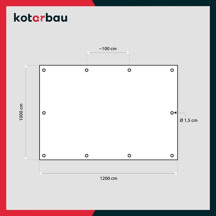 Bâche De Protection - Kotarbau - 10 X 12 M - Imperméable - Résistant Aux UV - Œillets Renforcés