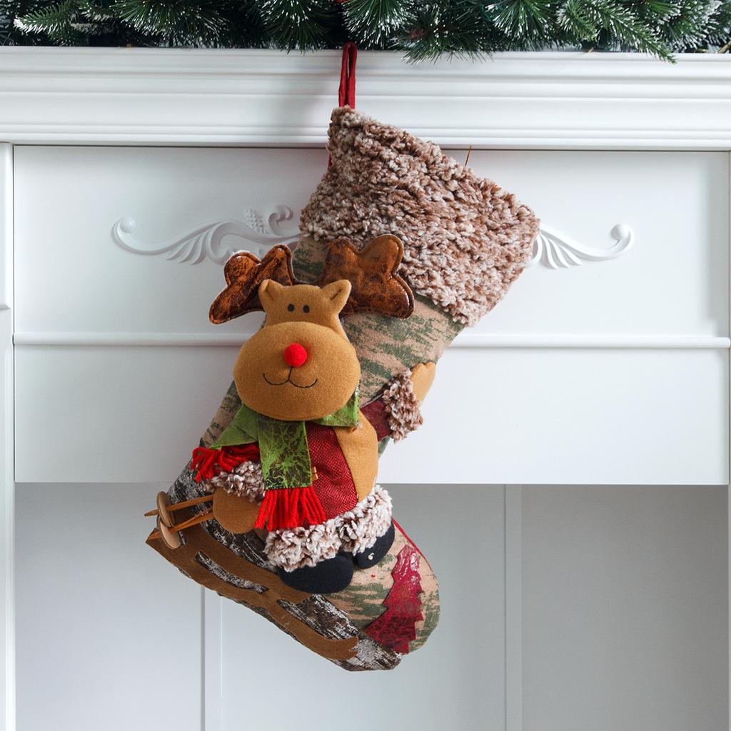 Christmas Stockings Large Xmas Gift Bags Fireplace Decoration Christmas Socks New Year Candy Holder Christmas Decor for Home
