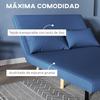 2-Seater Sofa Bed Linen-Type Upholstered with Backrest Adjustable In 5 Positions and 2 Pillows 120x75x85 Cm Dark Blue