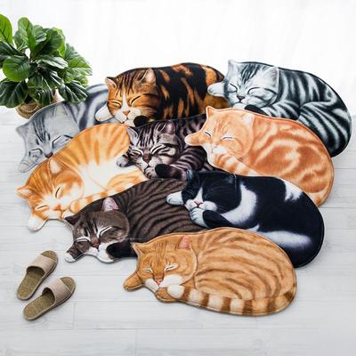 Tapete de Chão 3D Fofo em Forma de Gato Dormindo Quarto Sala de Estar Cozinha Tapetes de Pé Tapetes Antiderrapantes 40*76cm