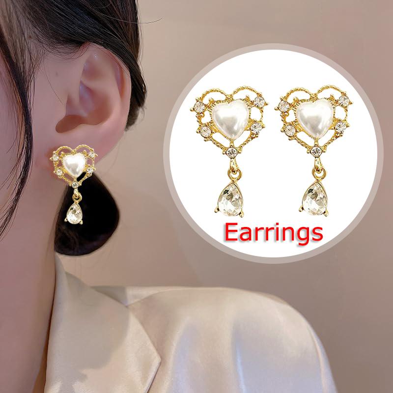 1 Pair Pearl Drop Earrings Trendy Shiny Rhinestone Gold Color Tassel Dangle Earrings For Women Party Jewelry Accessories Gift