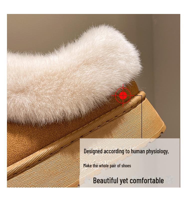 Damen 2024 Samtgefütterte Schneestiefel - Rutschfeste, Dicksohlige Pelzstiefel für den Winter