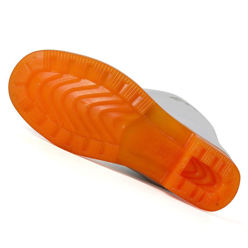 Food hygiene medium tube rain shoes women's white PVC rain boots medium help waterproof shoes