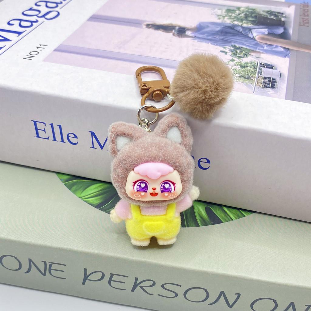Lucky Cat Keychain Plush Toy With Handwave Design For Gift And Decor