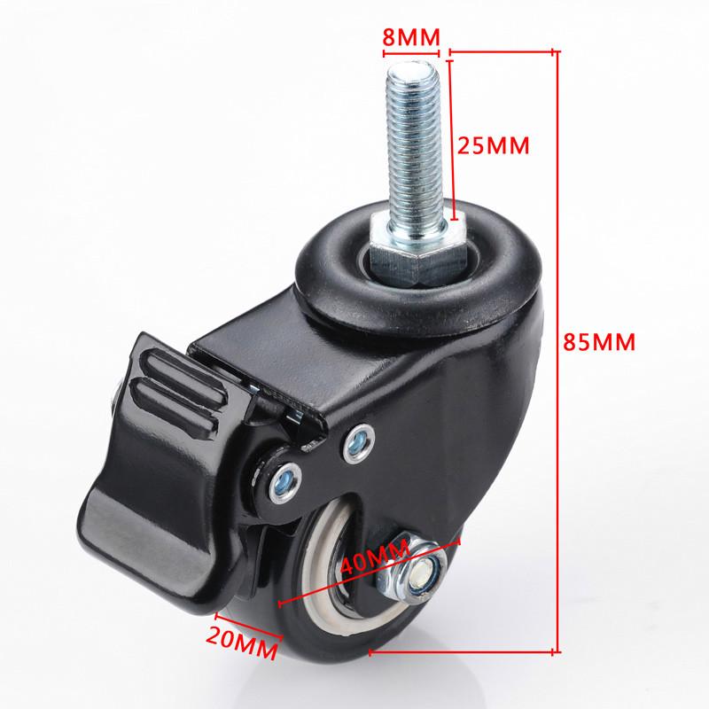 4pcs Heavy Duty Furniture Caster Wheels 180kg Load 1.5 Inch M8 Screw 40mm Chair Sofa Swivel Castors with Trolley Brake Rubber