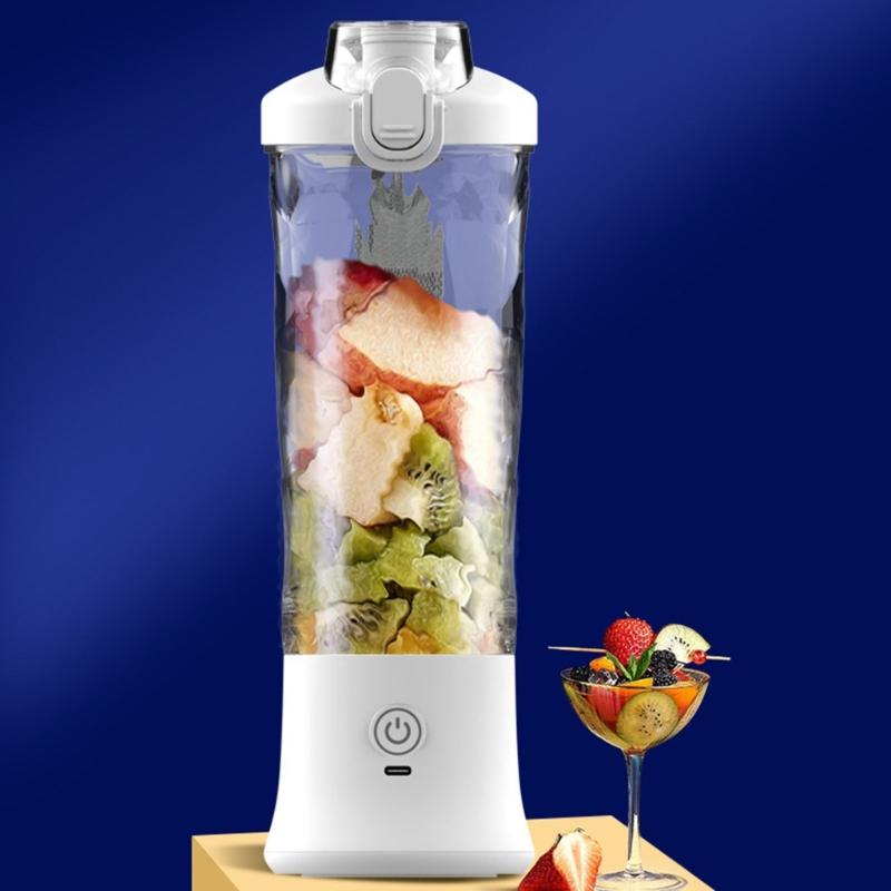 600ml Smoothie Blender Portable USB Rechargeable Juicer with High Speed Motor Mixing Cup for Protein Shakes and Juices