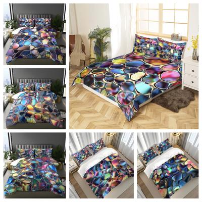 3D Geometrischer Farbverlauf Druck Bettwäsche Set Bettbezug 1 Bettbezug 1/2 Kissenbezüge Erwachsenen- und Kinderbettwäsche Set Luxus