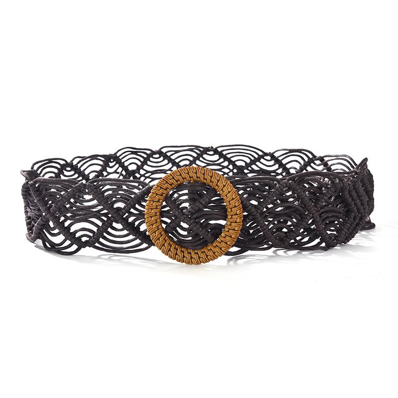 Retro Wax Rope Woven Women'S Skirt Coat Belt Hand-Woven Ethnic Style Super Wide Waist Seal Decorative Belt