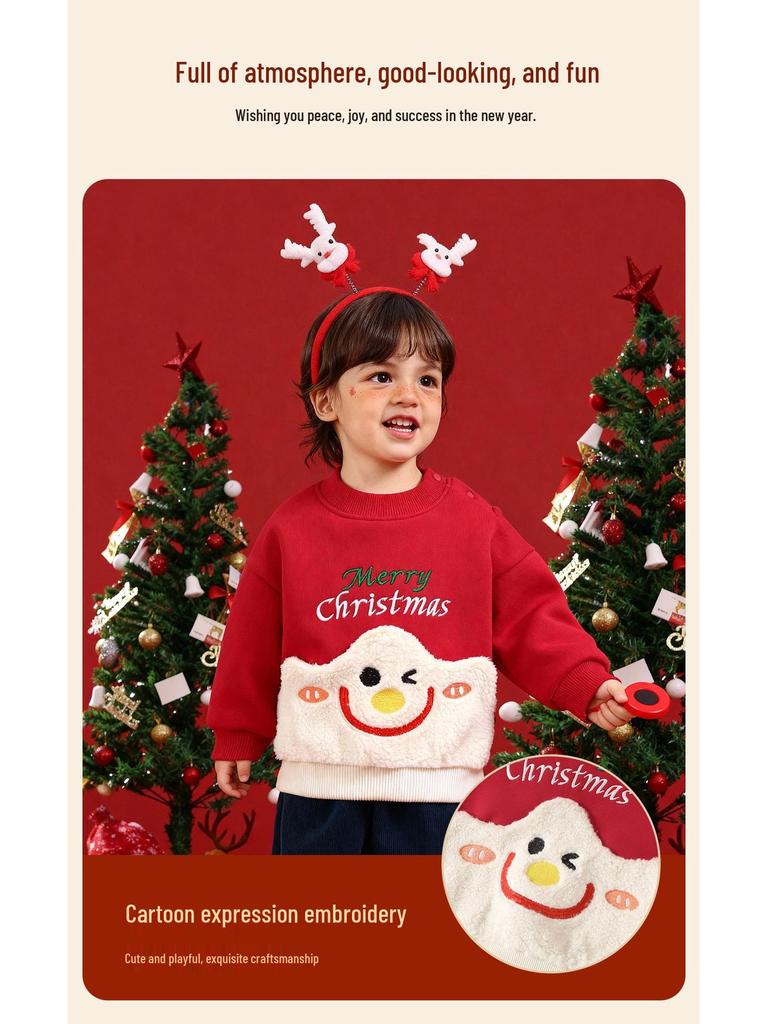 Kaka Panda Fleece-Lined Hoodie: Christmas & New Year Outfit for Boys & Girls - Trendy Winter Baby Clothes