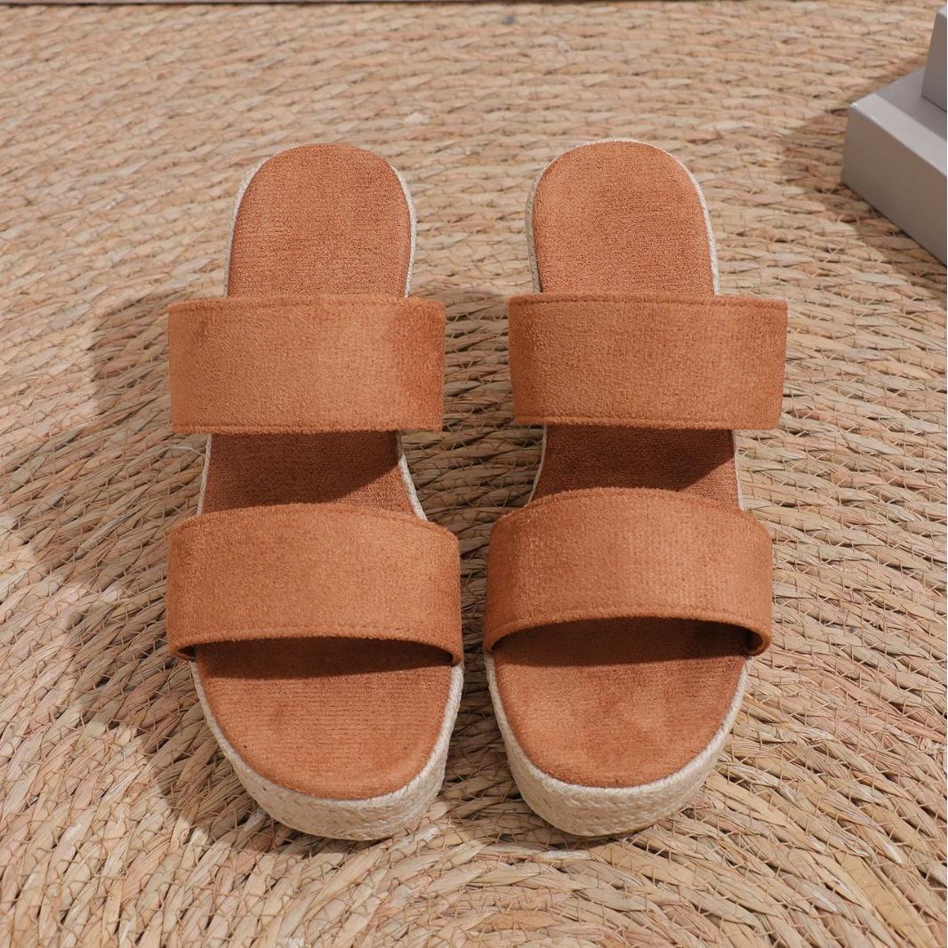 

Модные летние сандалии на платформе 35-43 большого размера женские с открытым носком на высокой танкетке обувь удобные шлепанцы на высоком каблуке пляжные шлепанцы 35