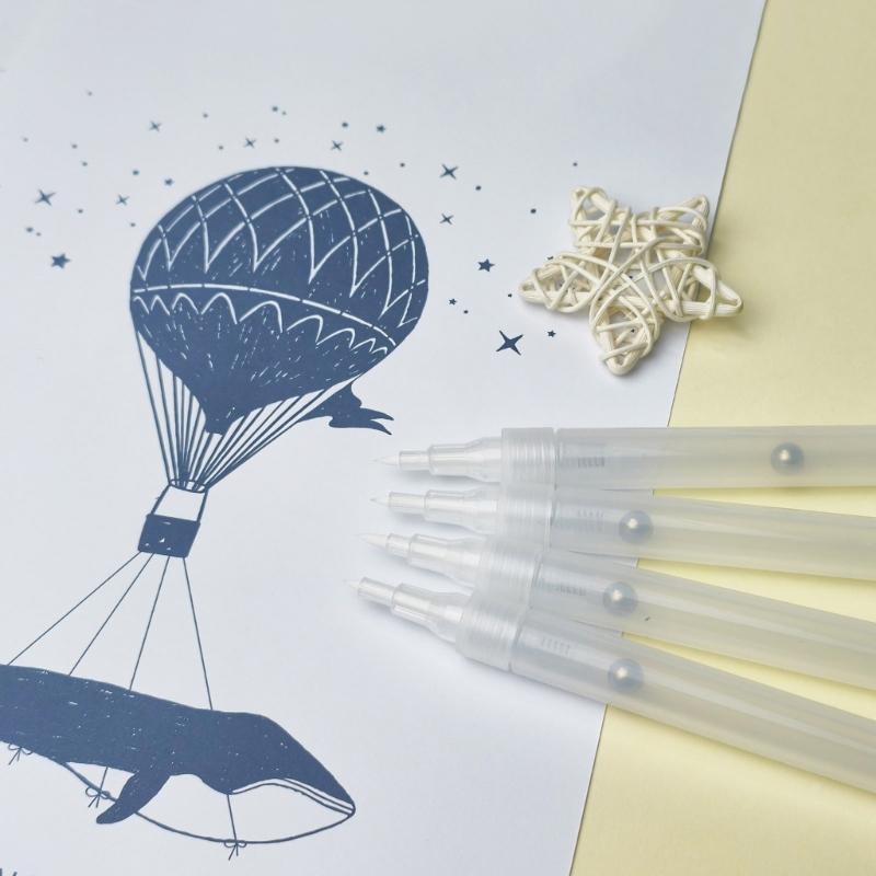 6Pcs Refillable Empty Brush Pen Clear Empty Paint Pen Acrylics Empty Marker For Painting on Paper Wood Ceramic Metal