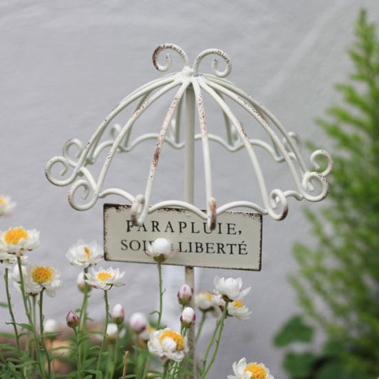 Vintage Lace Umbrella Garden Stake Weather-proof Metal Yard Art Flower Pot Bed Decoration