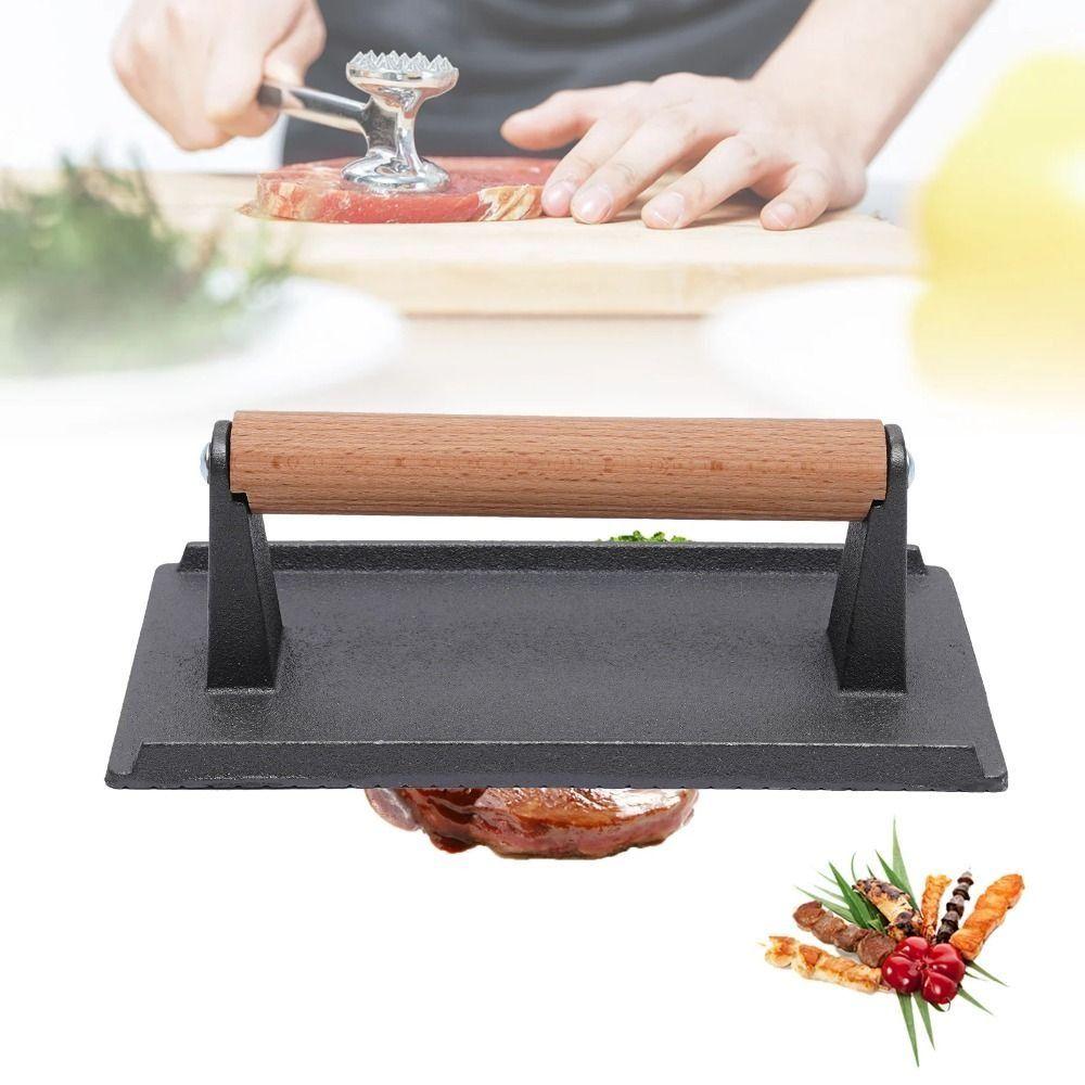 Flat Top Steak Burger Press Heavy-Duty Grill Hamburger Grinder Meat Press Board  Kitchen Gadgets