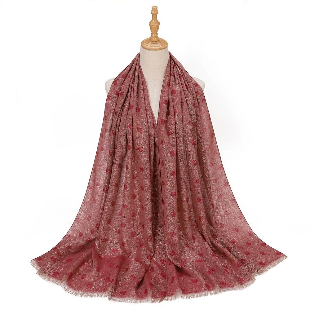 

Малайзия Индонезия Золотая нить Жаккард Горошек Головной платок Женский Длинный шарф Шаль Тюрбан Повязки на голову 70x190cm