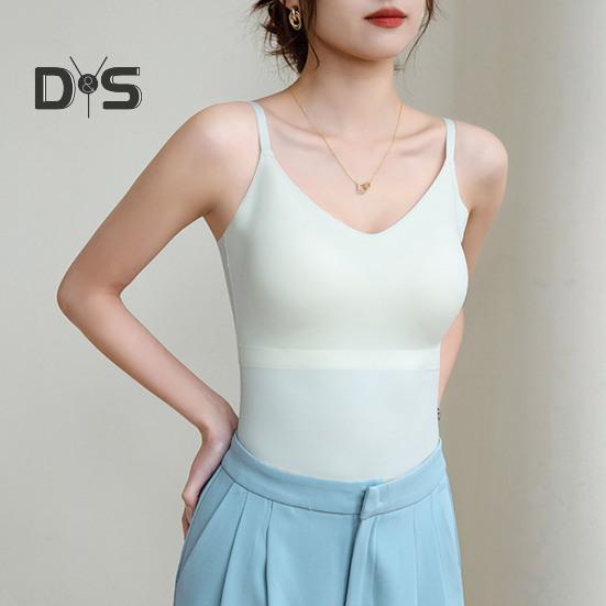 Women Underwear Adjustable Shoulder Straps Elastic Bottoming Vest with Chest Pad Traceless Design Ice Silk Tank Vest