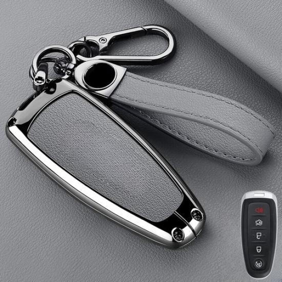Zinc Alloy Leather Car Key Fob Case Cover Bag For Lincoln MKS MKT MKX Navigator