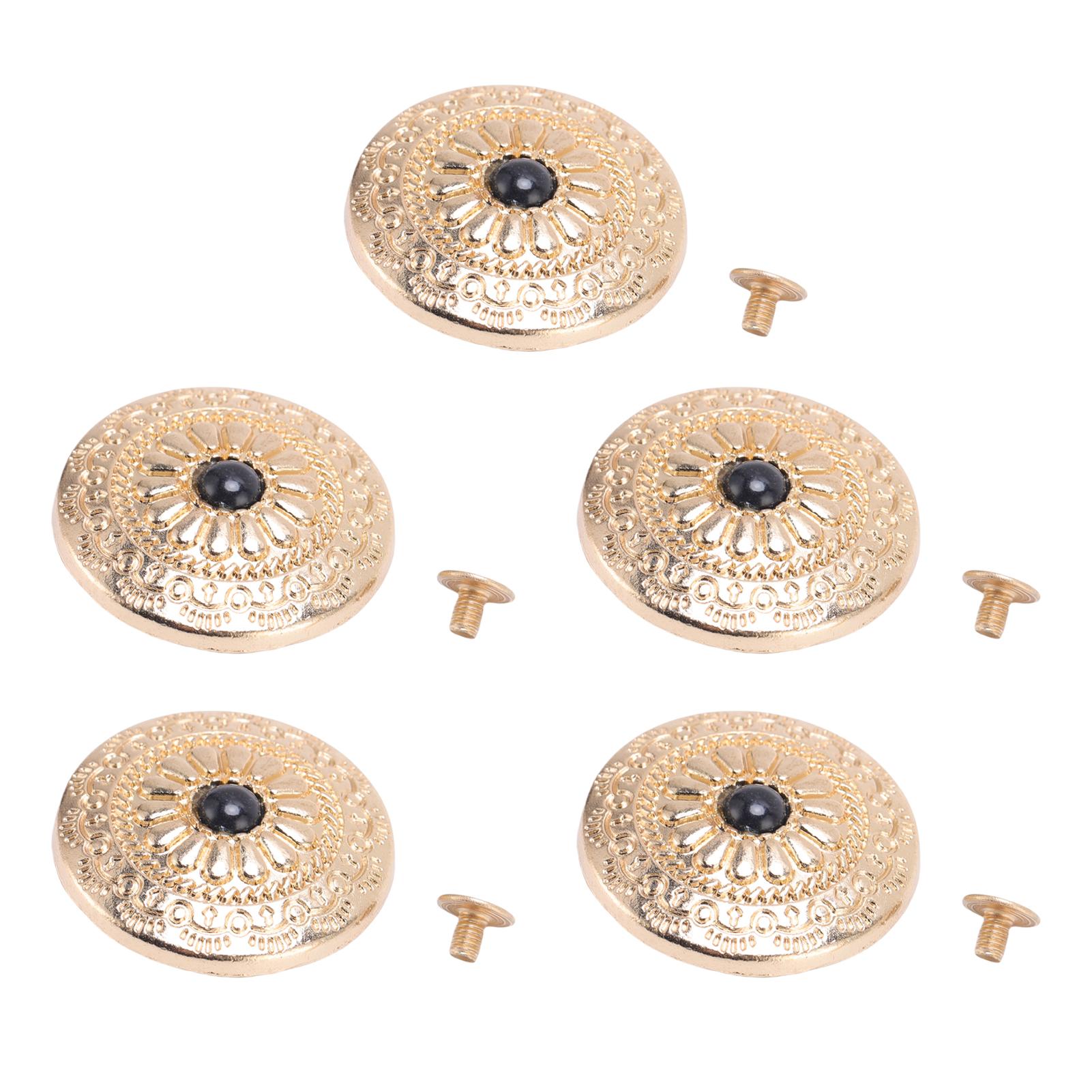 

5 комплектов заклепок-кнопок из цинкового сплава 30 мм, золотистого цвета, с узором хризантемы, черного бирюзового цвета, ретро-колпачок
