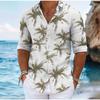Men's Palm Tree Printed Long Sleeve Shirts Casual Cardigan New Button Holiday Fashion Shirts
